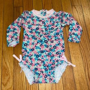 Ruffle Butts Floral Rashguard Swimsuit